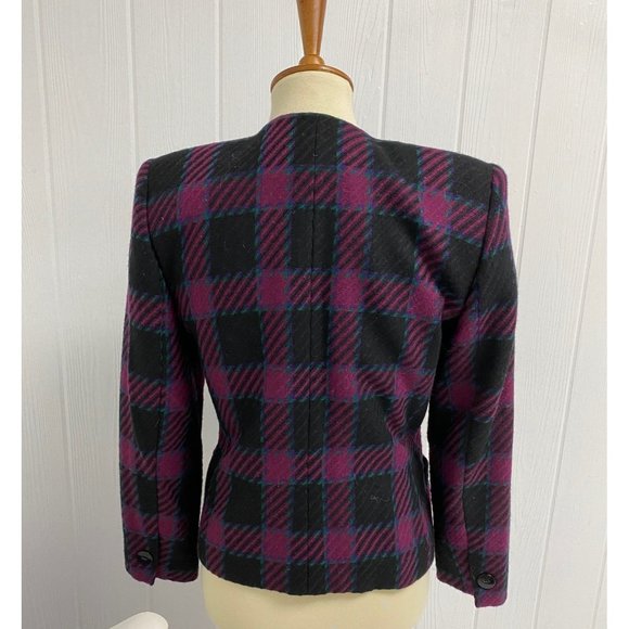 Vintage Karen Scott Petites women's blazer plaid button front size 4 - Picture 4 of 8